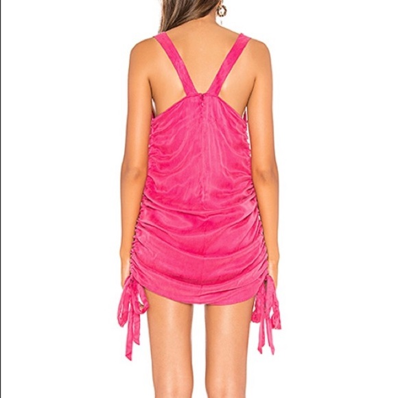 ❤️NWT Revolve Lovers + Friends Tina Hot Pink Ruched Dress Size XS - Picture 2 of 10